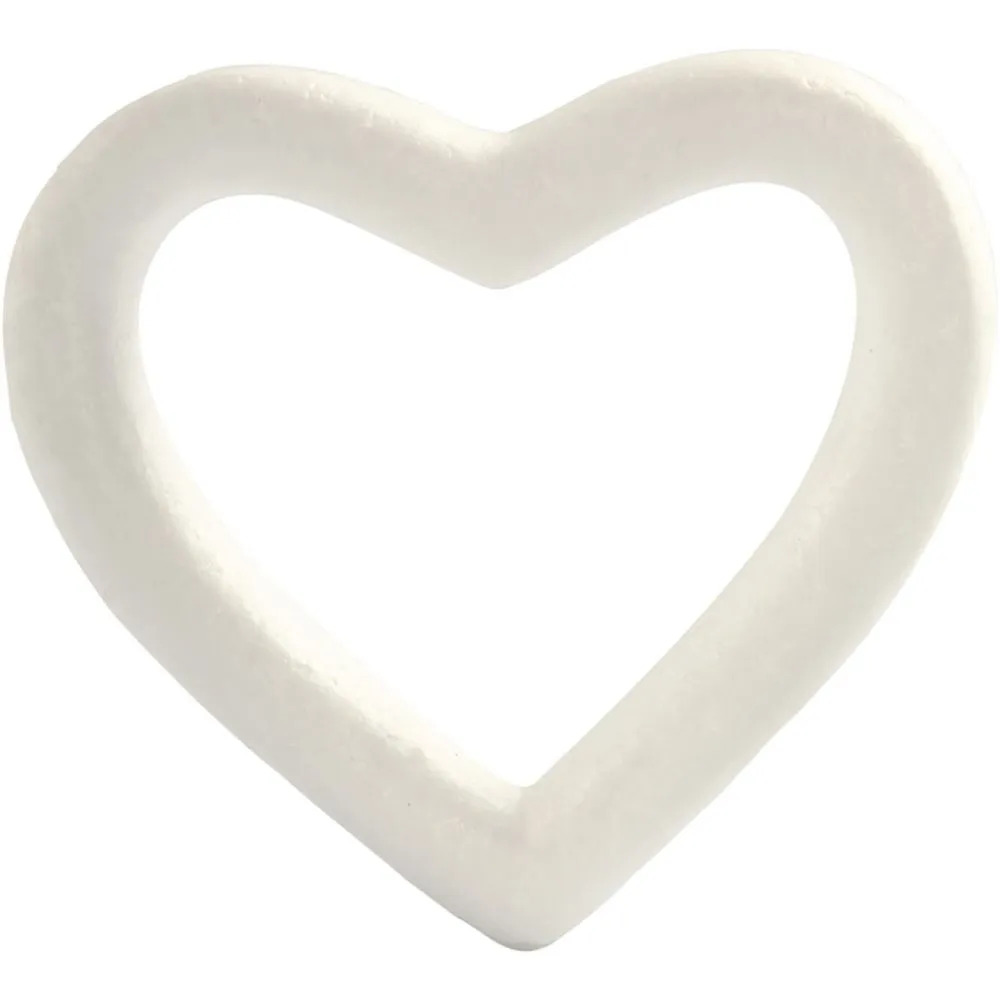 Isoporhjerte, 1stk  H: 12,5 cm, D: 2,5 cm, B: 13,5 cm, Hvit - Bilde 1