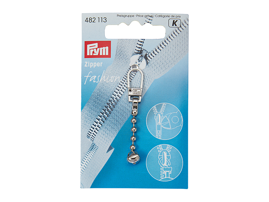 Prym Zipper pullers Ball chain metal silver col - Bilde 1