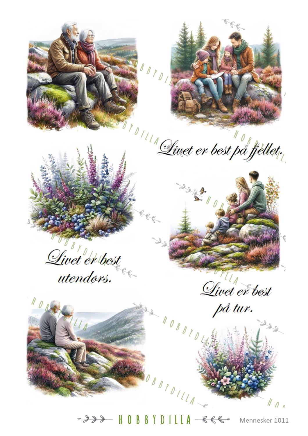 Motivark Mennesker 1011 M Familie i lyngen - Bilde 1