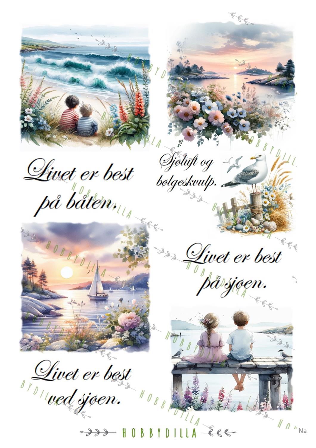 Motivark A4 Natur 1003 M  Ved sjøen, båten - Bilde 1