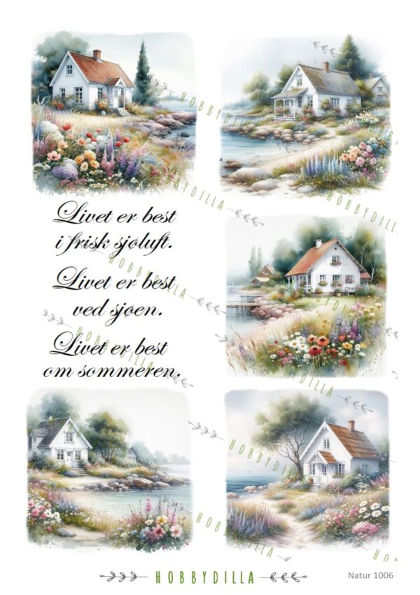 Motivark A4 Natur 1006 M  Hytte ved sjøen