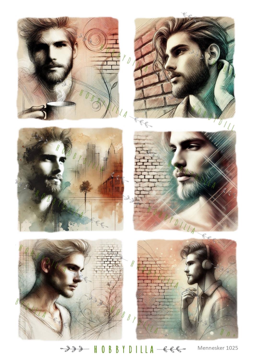 Motivark Mennesker 1025 M Menn og murstein - Bilde 1