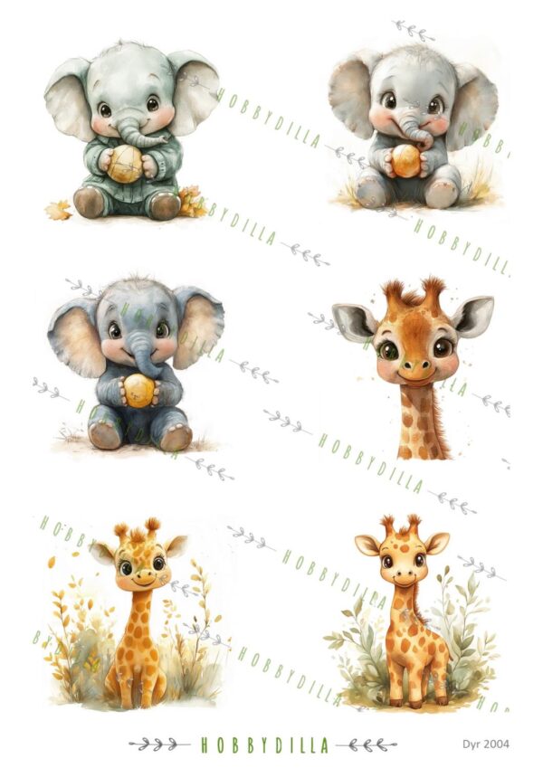 15258_image_85ef13a09c5230f8.jpg Rispapir Dyr 2004 Dyr Elefant - Giraff