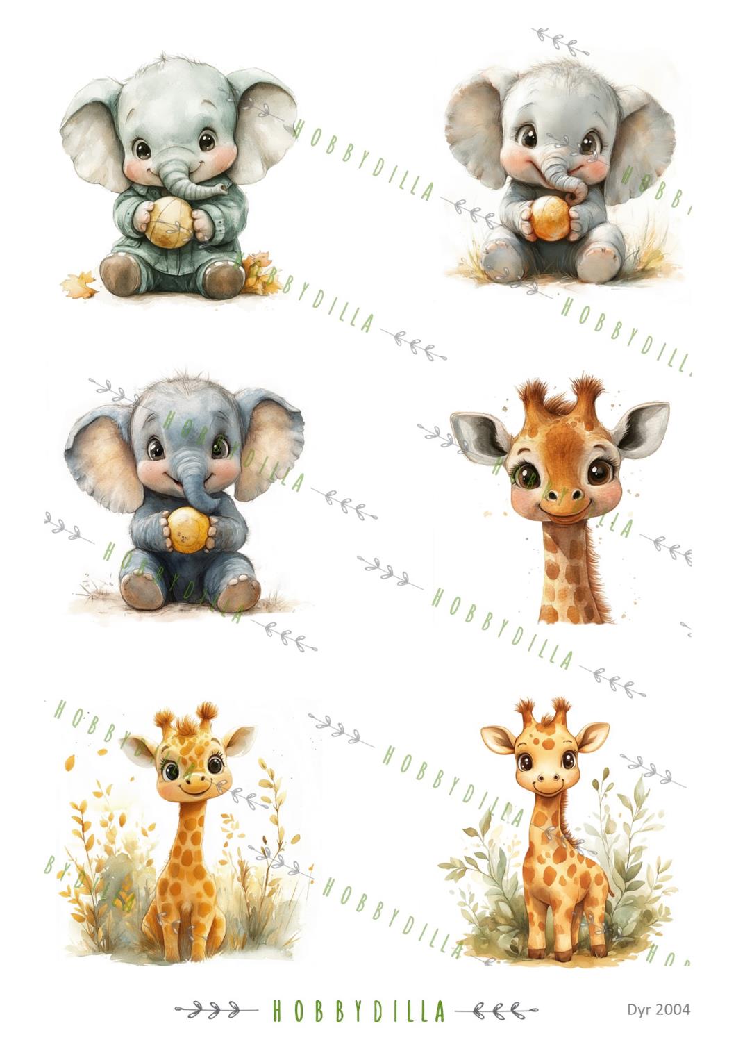 Rispapir Dyr 2004 Dyr  Elefant - Giraff - Bilde 1