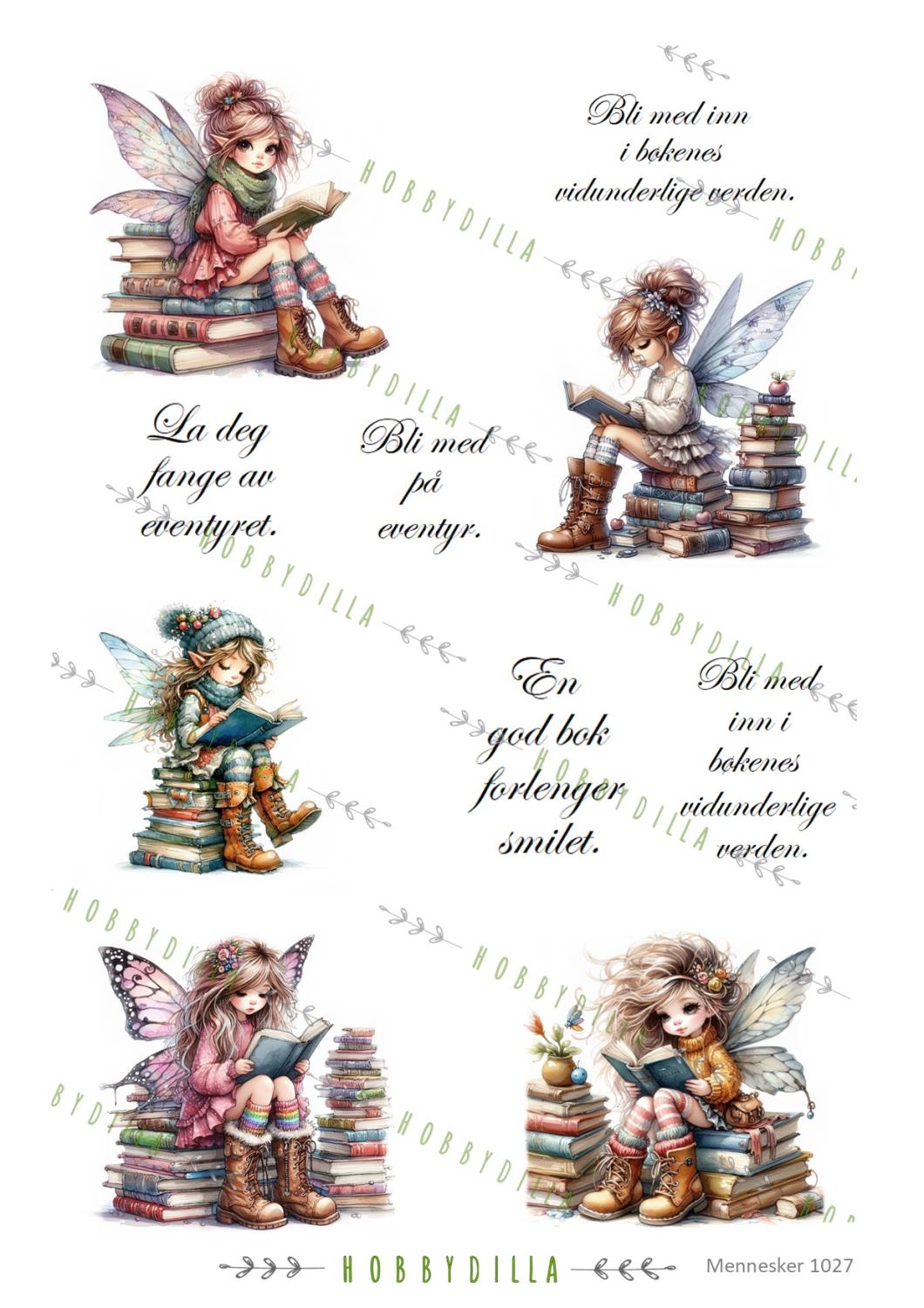 Rispapir A4  Eventyr 1027 Bokfeer med tekst - Bilde 1