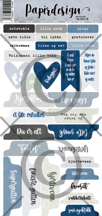 Papirdesign Klistremerke - Tags 3, Baby blå