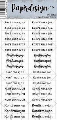 Papirdesign Klistremerke - Konfirmant, hvit 3