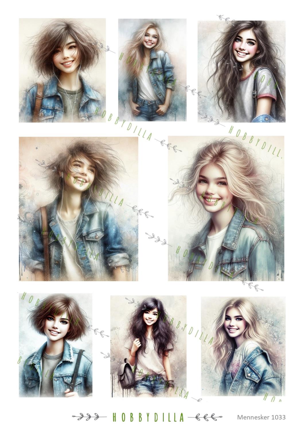 Motivark Mennesker 1033 M Unge jenter - Bilde 1