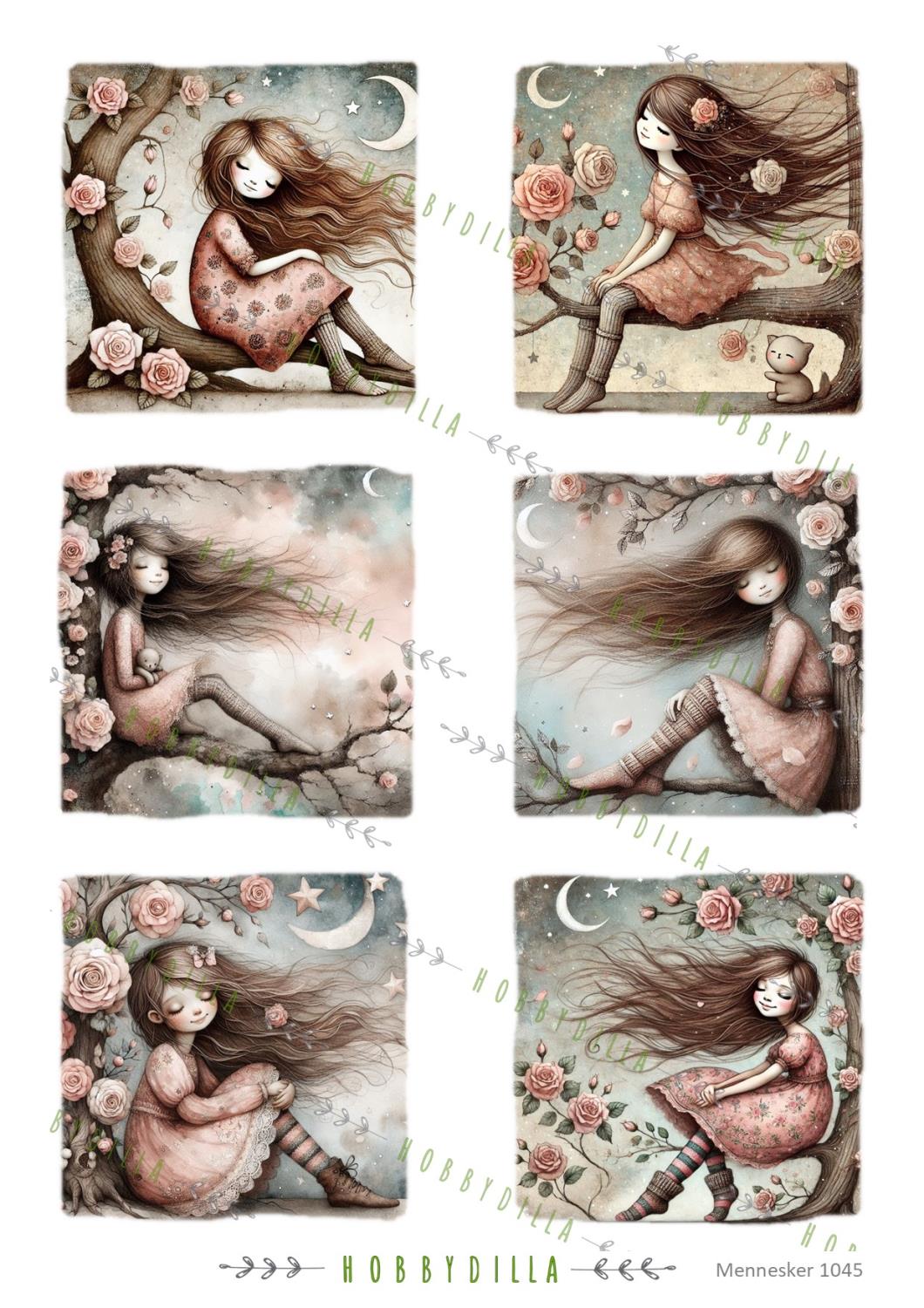 Motivark Barn 1045 M Jenter i rosenatt - Bilde 1