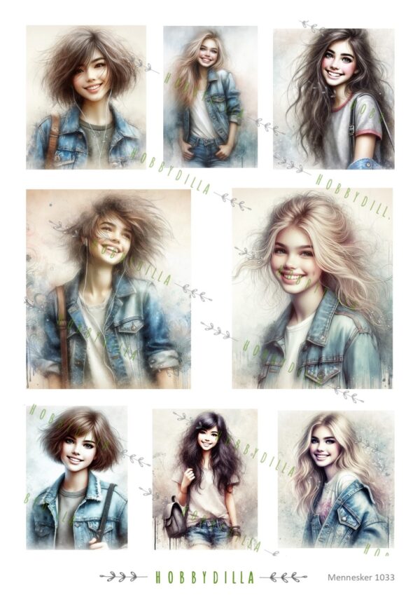 15443_image_6d388e9640274f2d.jpg Rispapir A4 Mennesker 1033 Unge jenter