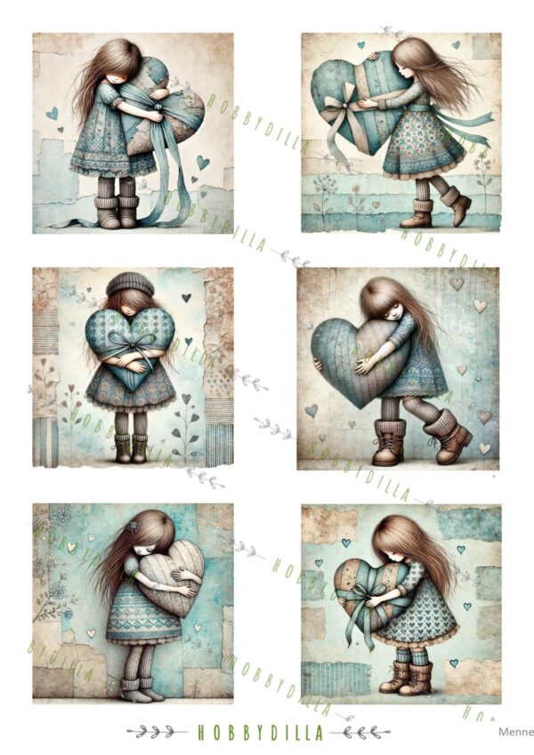 15450_image_e7bd5aeb2aed8c46.jpg Rispapir A4 Barn 1040 Jenter med et stort hjerte, turkis