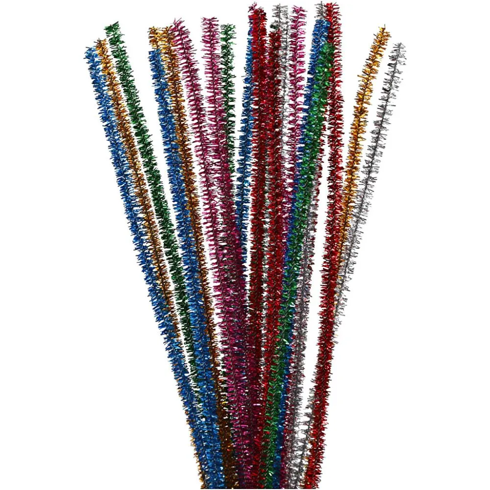 Piperensere Glitter ass. farger 6 mm - 24 stk - Bilde 1