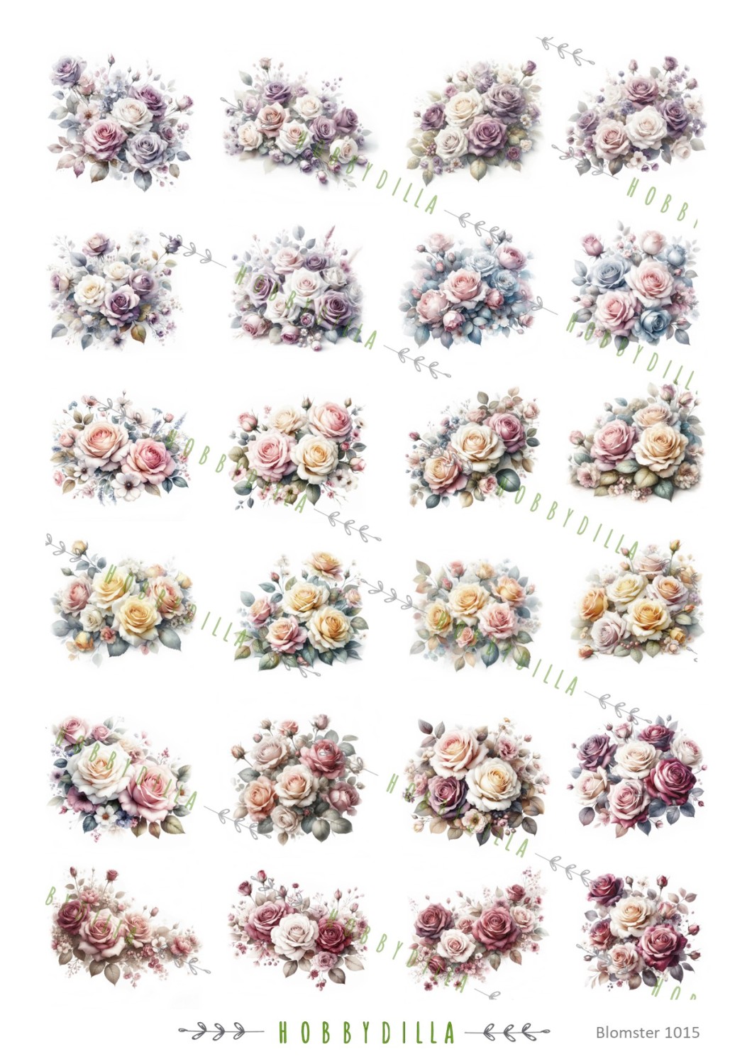 Rispapir A4  Blomster 1015 Miniroser - Bilde 1