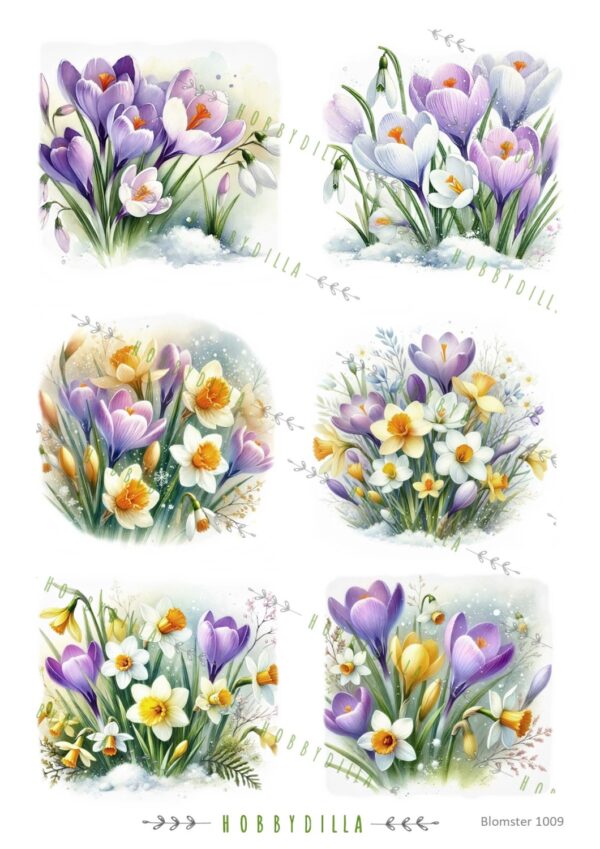 15480_image_4a0f96bbb45f8c0a.jpg Rispapir A4 Blomster 1009 Påskeblomster