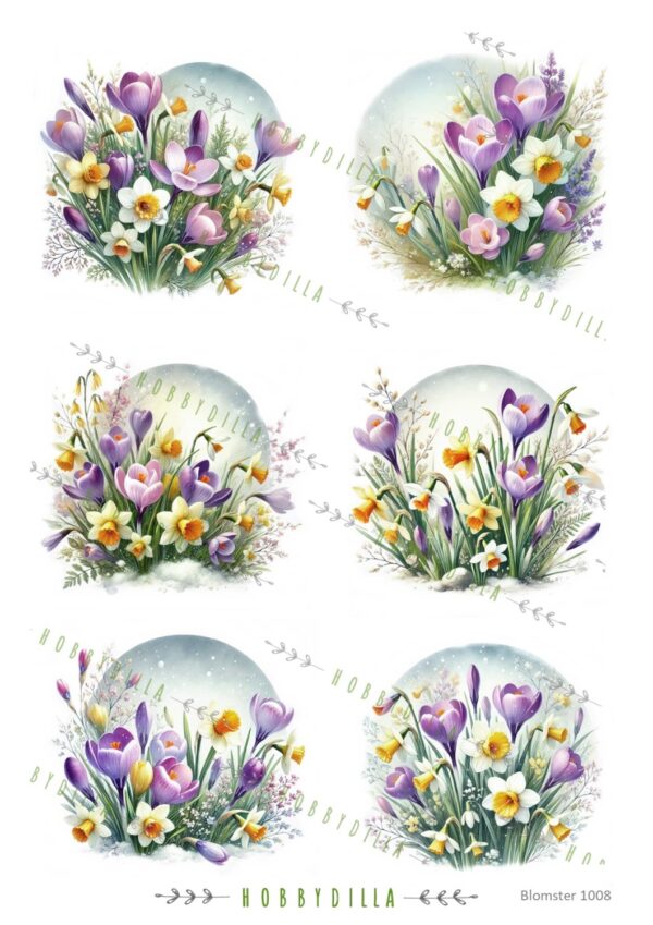 15481_image_9156400a543f25c9.jpg Rispapir A4 Blomster 1008 Påskeblomster runde