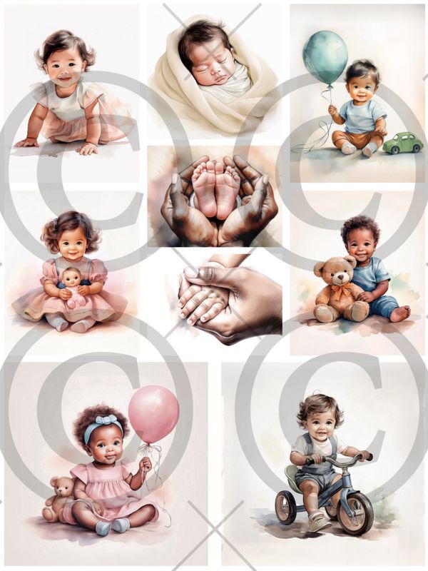 15554_image_83be422163af3bf4.jpg Papirdesign Motivark - Babyjente og babygutt