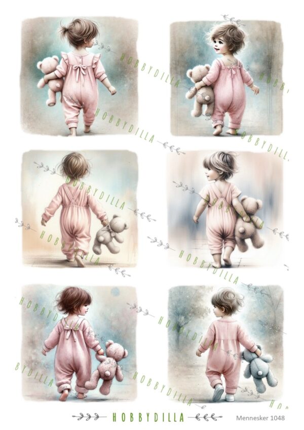 15598_image_401440b67a48b0ff.jpg Motivark Barn 1048 M Babyjente med bamse