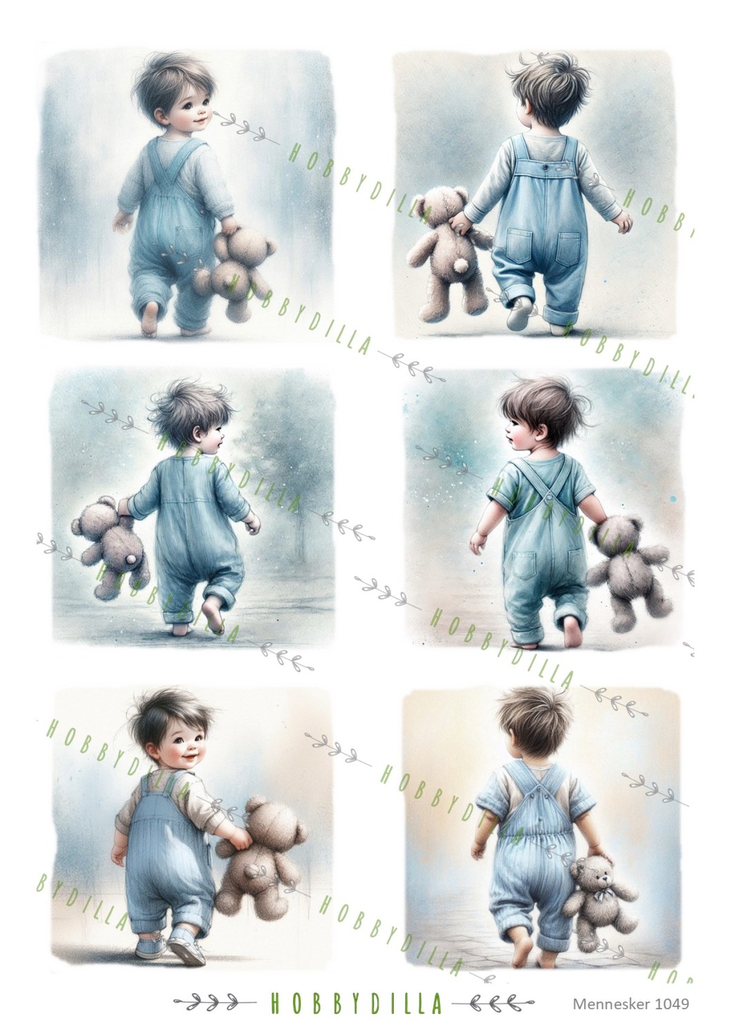 Motivark Barn 1049 M Babygutt med bamse - Bilde 1