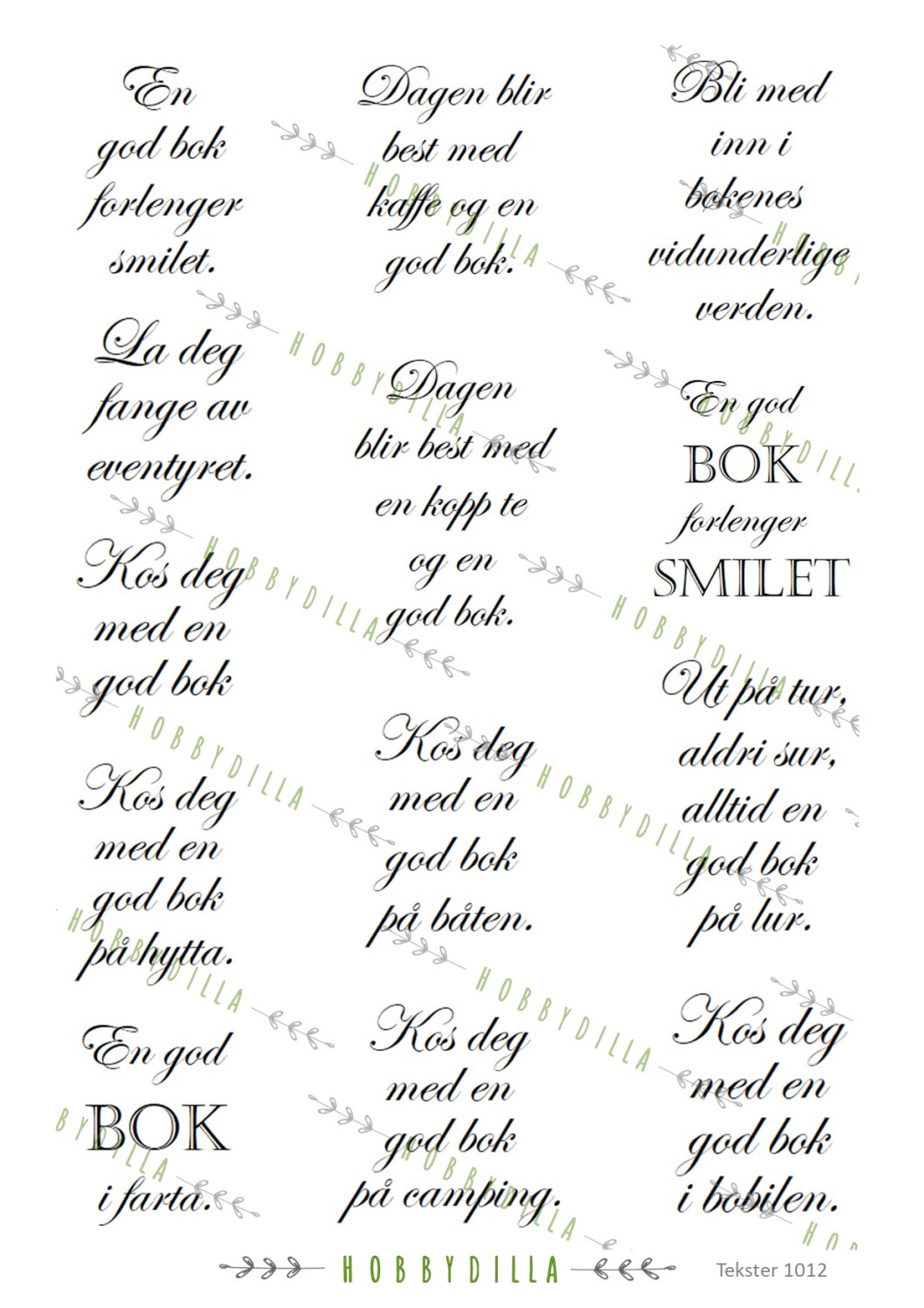 Rispapir A4Tekster 1012 Bokmerke tekster - Bilde 1