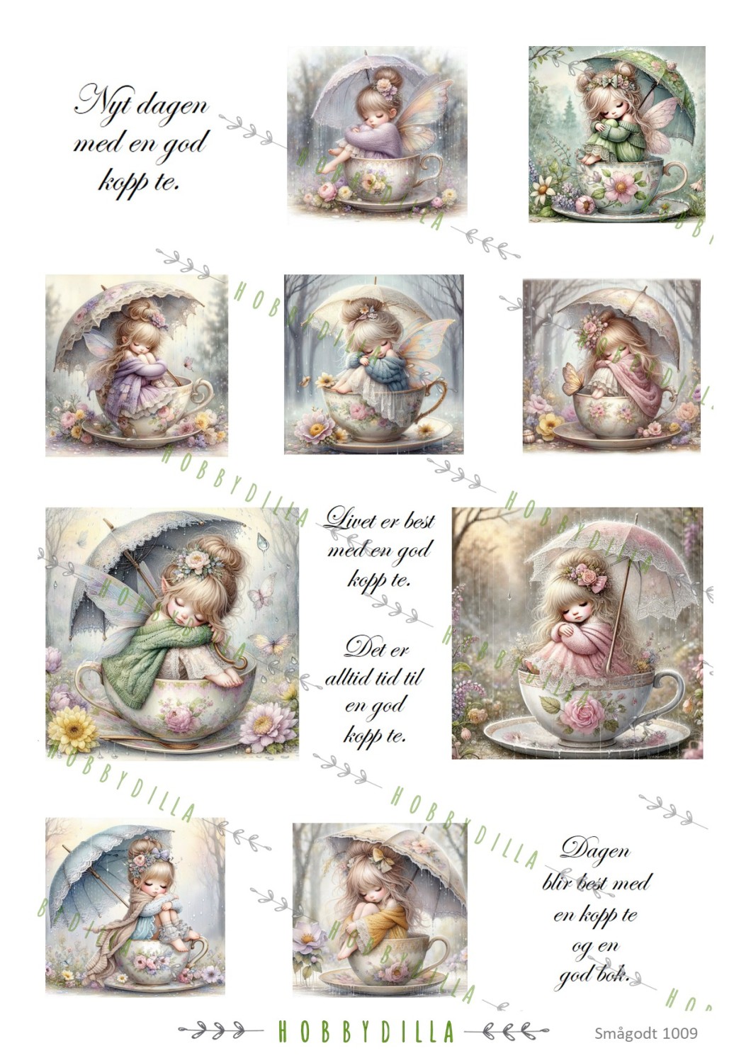Rispapir Smågodt 1009 Tekopp med feer og tekst - Bilde 1