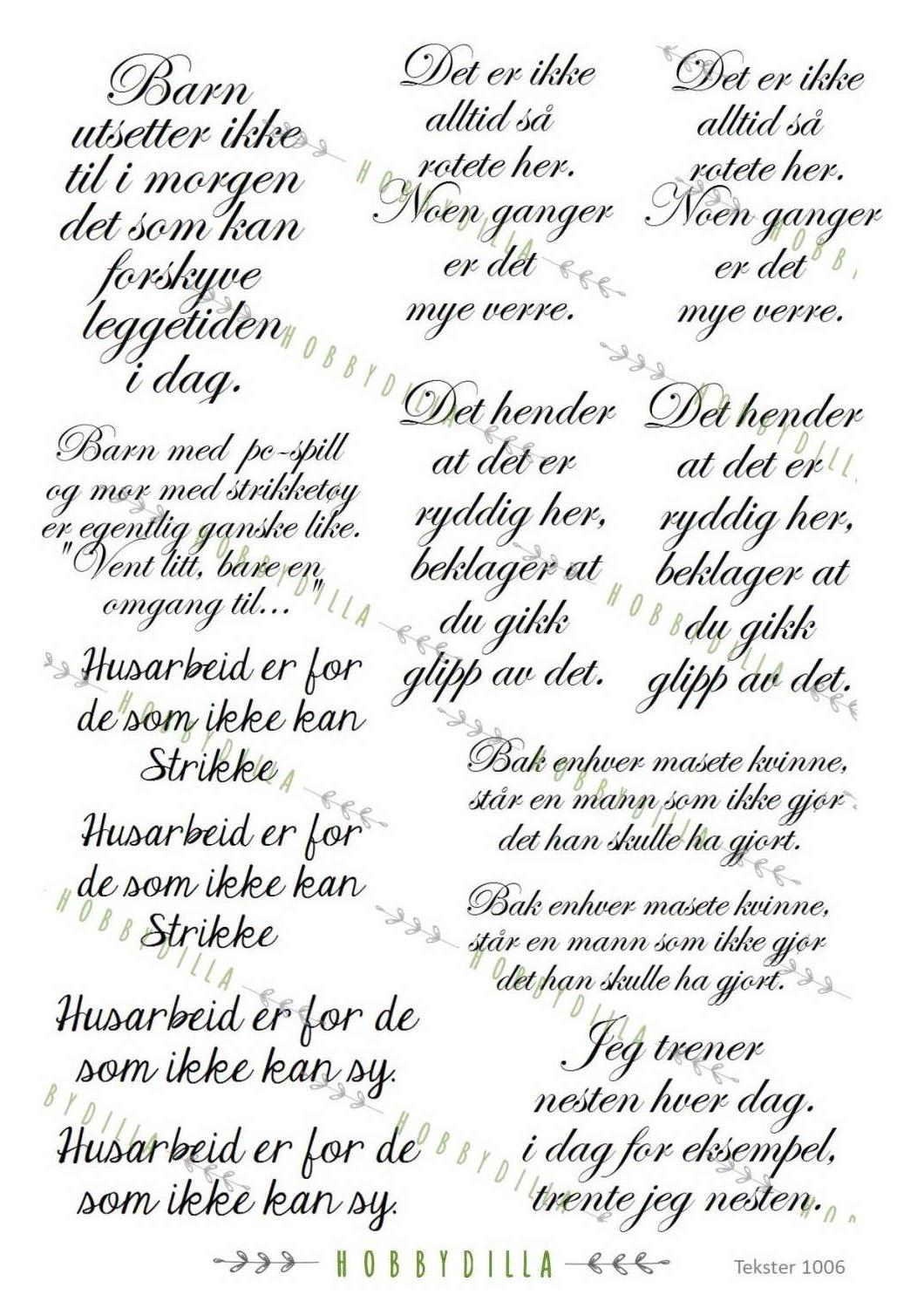 Motivark  Tekster 1006 M  Humor - Mørk Brun - Bilde 1