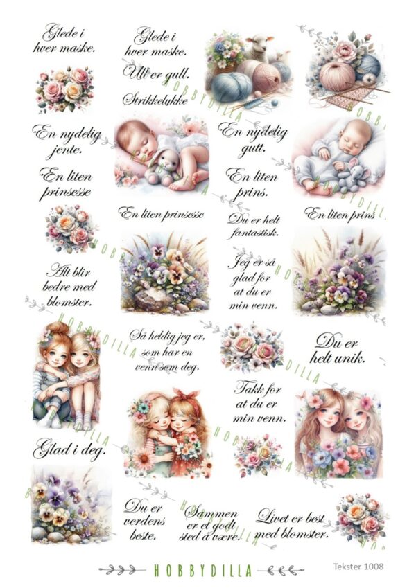 15629_image_d96ddb787aeb40a0.jpg Motivark Tekster 1008 M Minitekster med små bilder