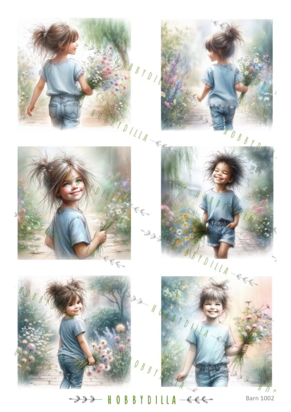 16021_image_1d97f2f1b2aa7458.jpg Motivark Barn 1002 M Jenter med sommerblomster