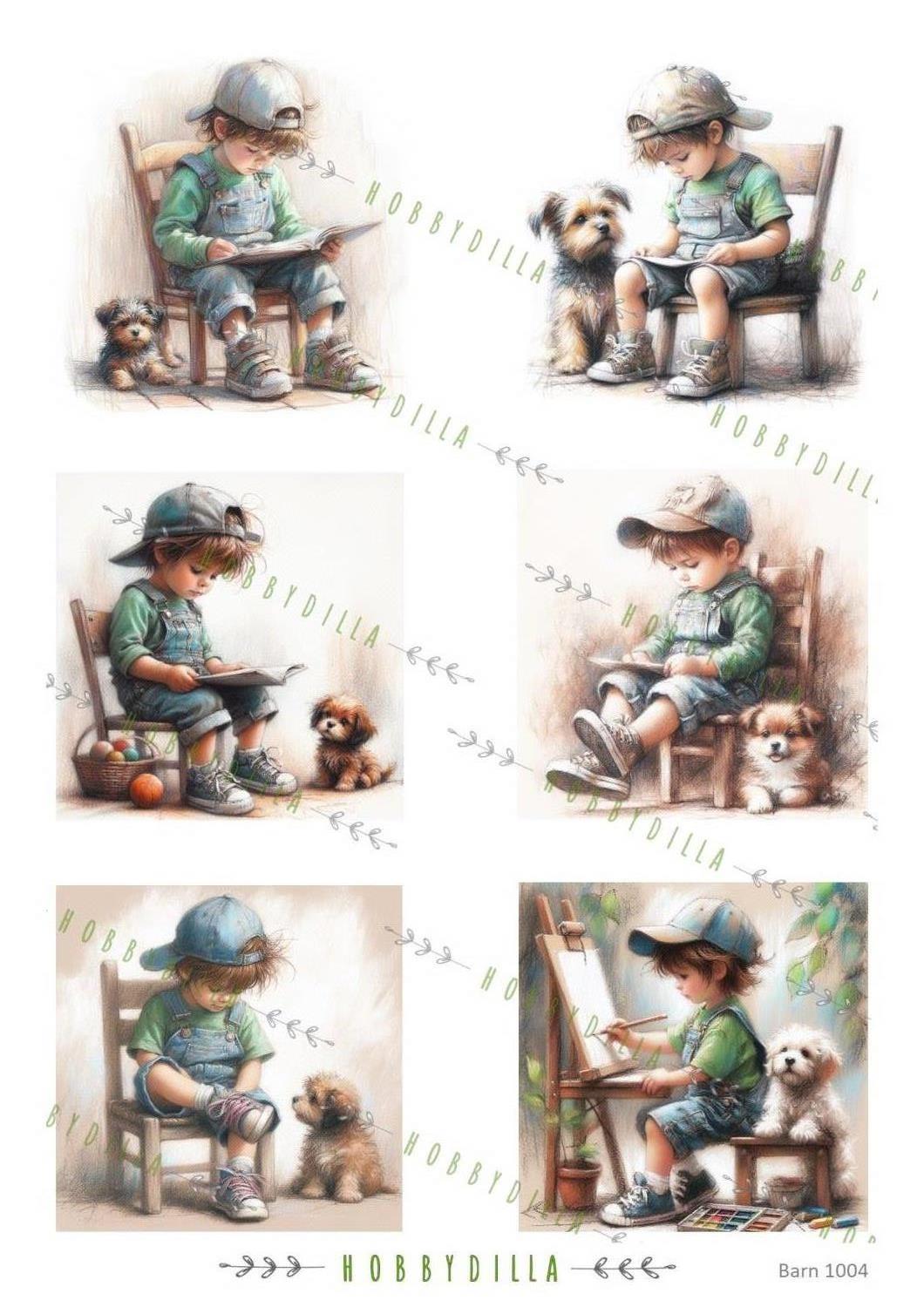 Motivark  Barn 1004 M Gutter pastelltegning - Bilde 1