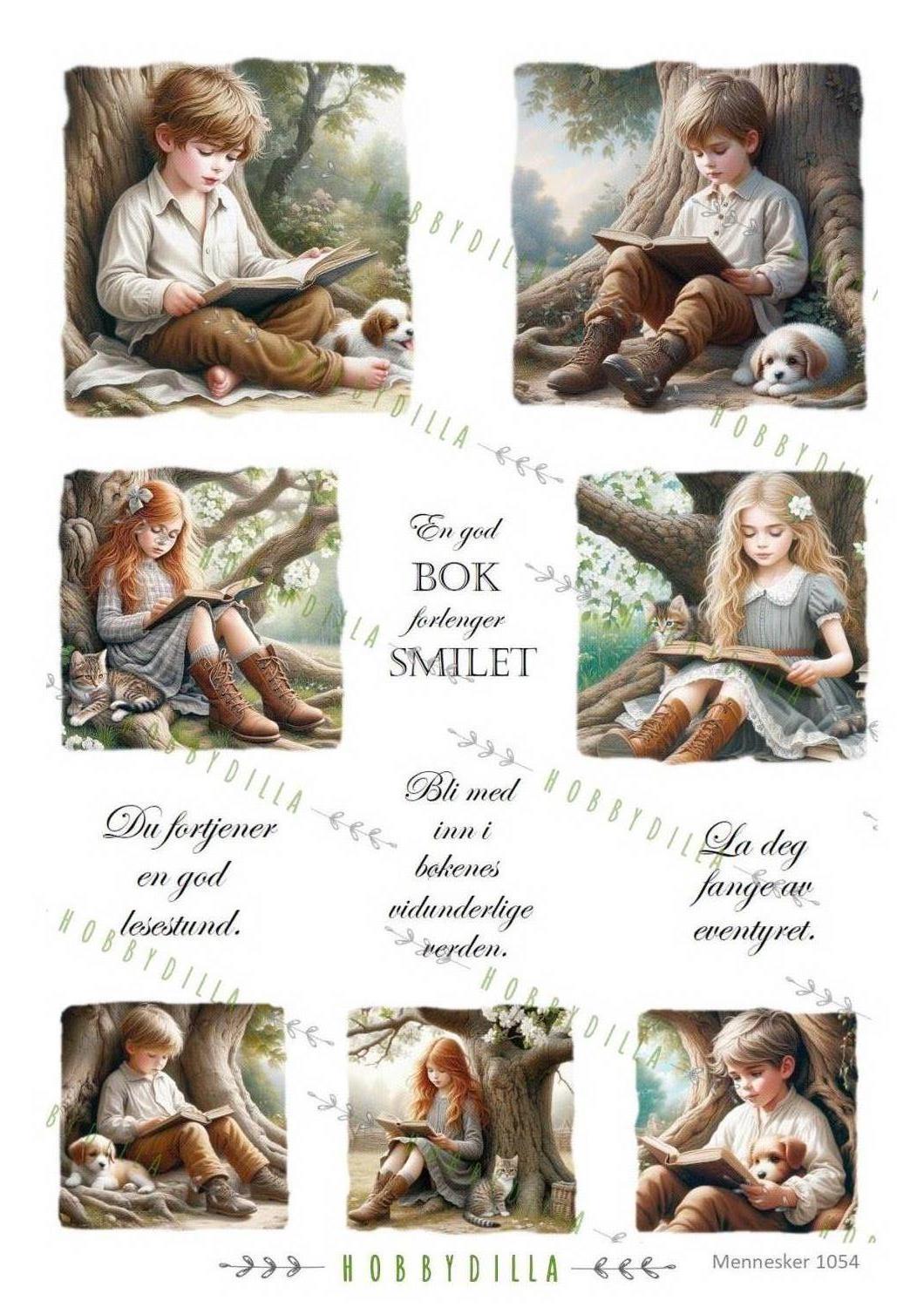 Motivark  Barn 1054 M Barn som leser - Bilde 1