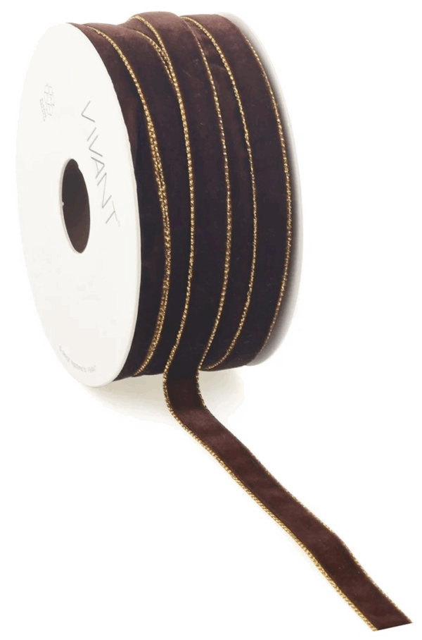 16068_image_35e5c7738365c0da.png Fløyelsbånd Med Gullkant Brun 9mm