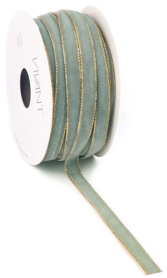 16069_image_3a66451ddfee7b58.png Fløyelsbånd Med Gullkant Lys Grønn 9mm