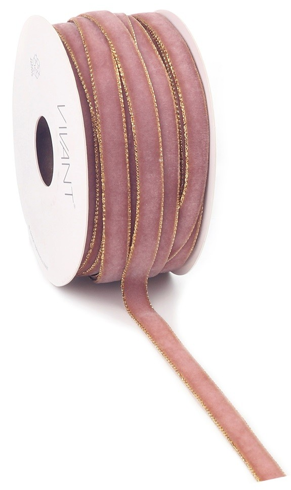 16070_image_eee5b4b8e0c7c16c.png Fløyelsbånd Med Gullkant Mørk Rosa 9mm