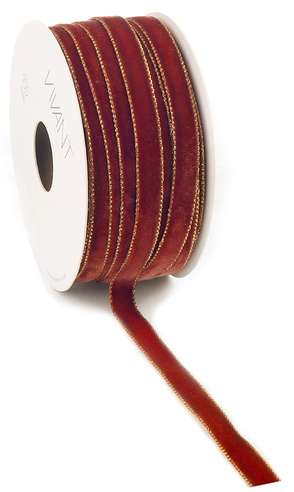 16071_image_79f91f1d1b8741a3.png Fløyelsbånd Med Gullkant Rustrød 9mm