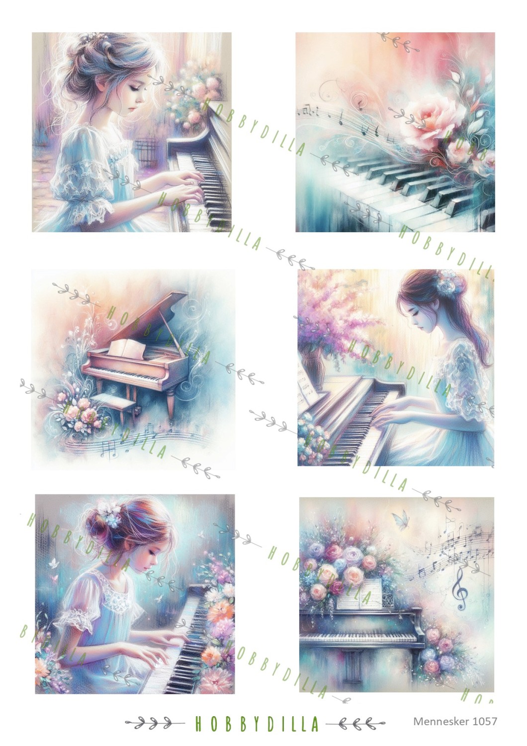 Motivark Mennesker 1057 M Piano Jenter - Bilde 1