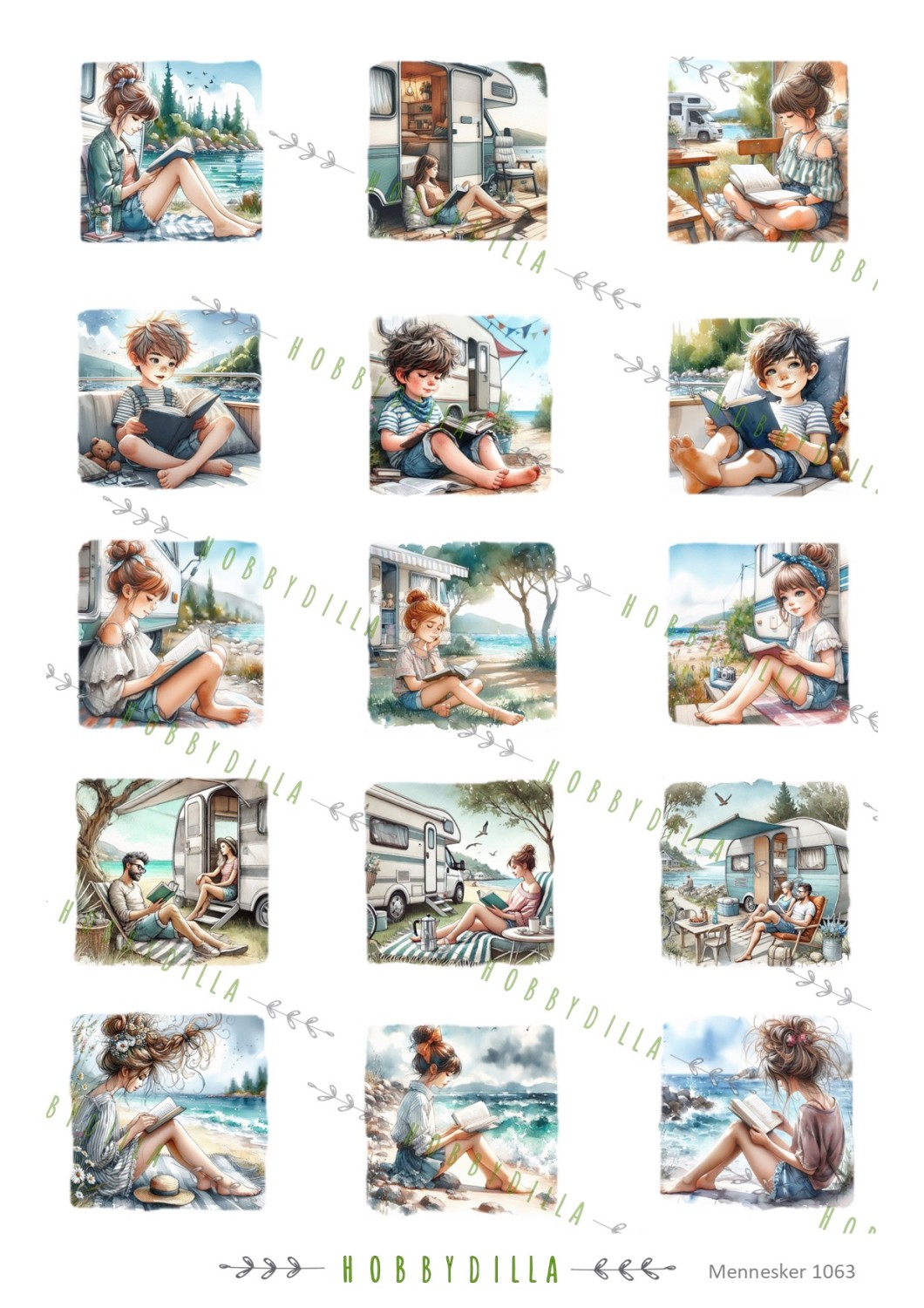 Motivark Mennesker 1063 M Små Bokmerke Bilder Sommer - Bilde 1