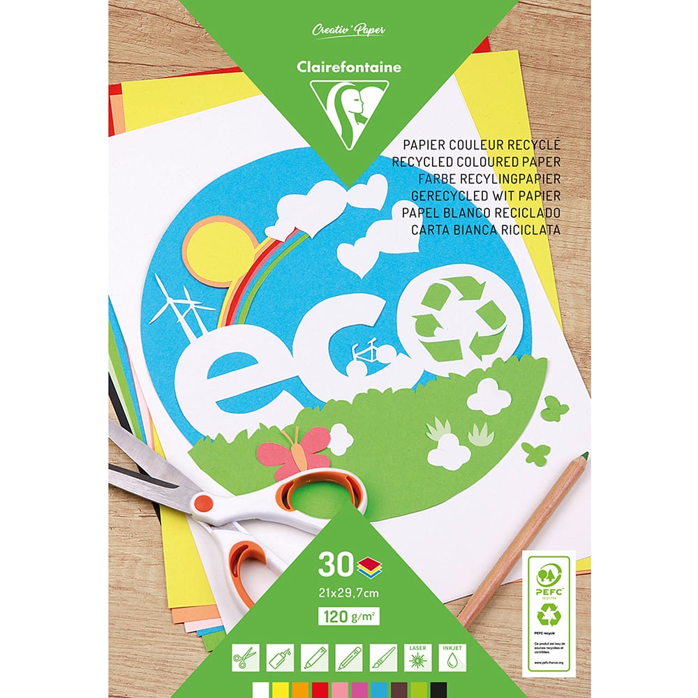 Tegneblokk Resirkulert Farget Papir 120g 30 Ark  A4 - Bilde 1