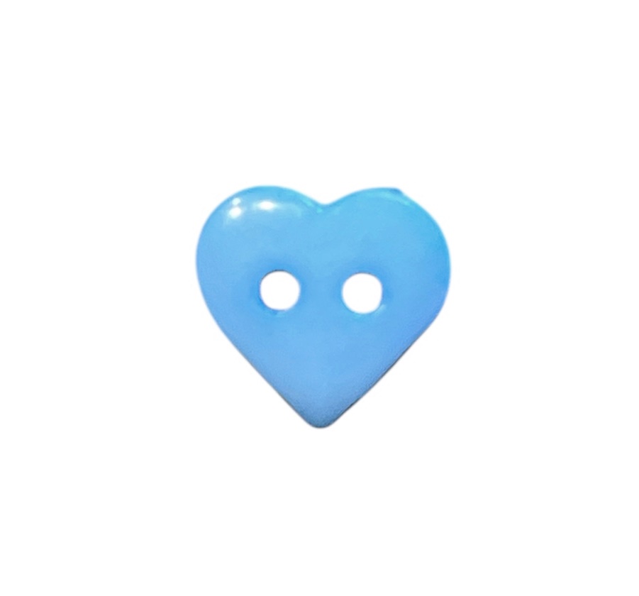 Knapp  2 hulls Hjerte 10 mm Blå - Bilde 1