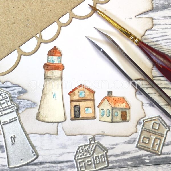 Gummiapan Dies Fyrtårn Og Hus