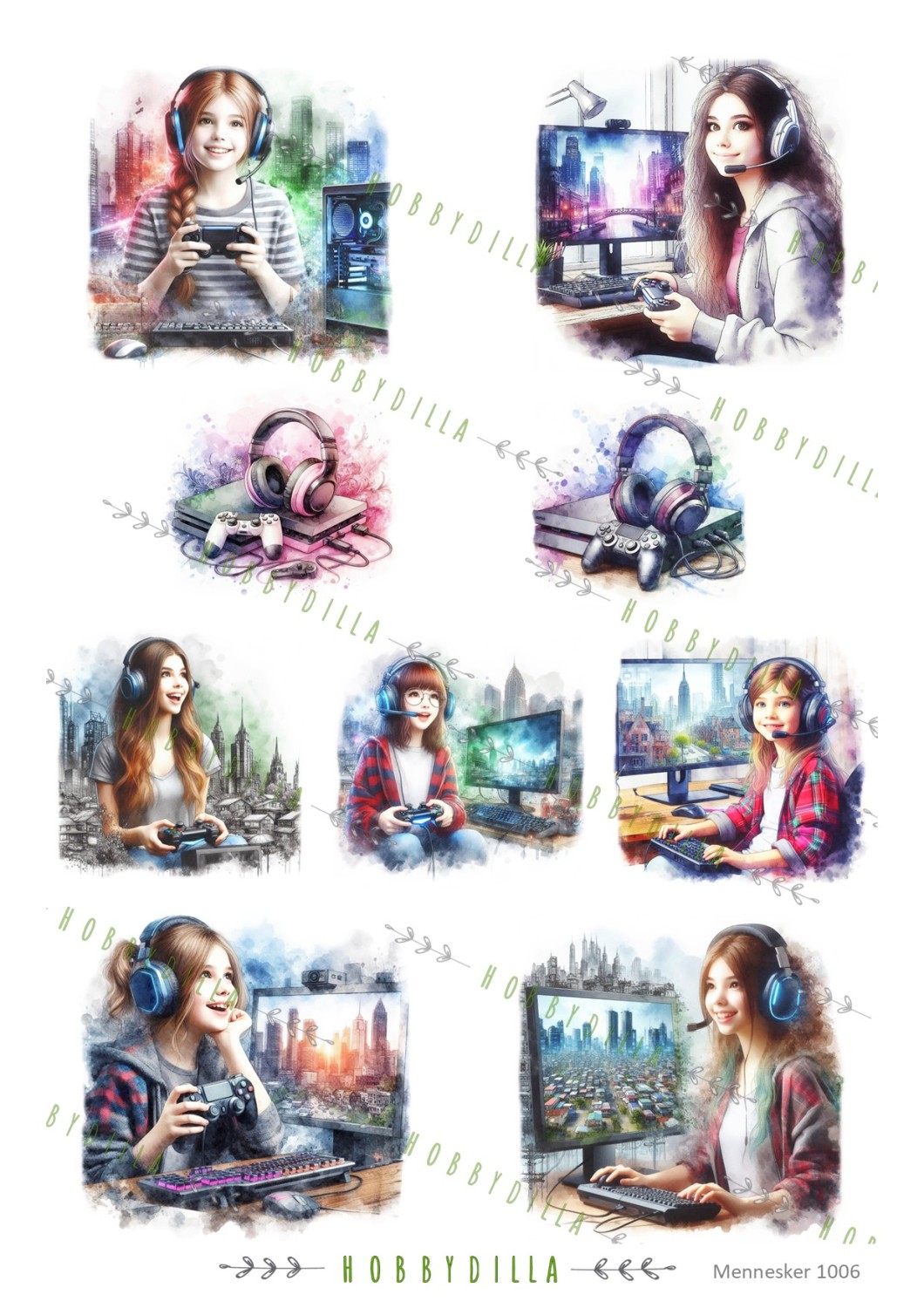 Rispapir A4 Mennesker 1006 Gaming Jente - Bilde 1