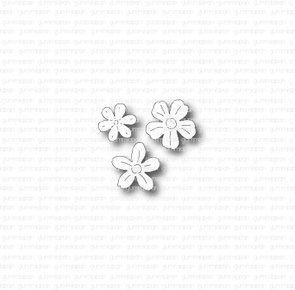 Gummiapan Dies Tre Mini Blomster