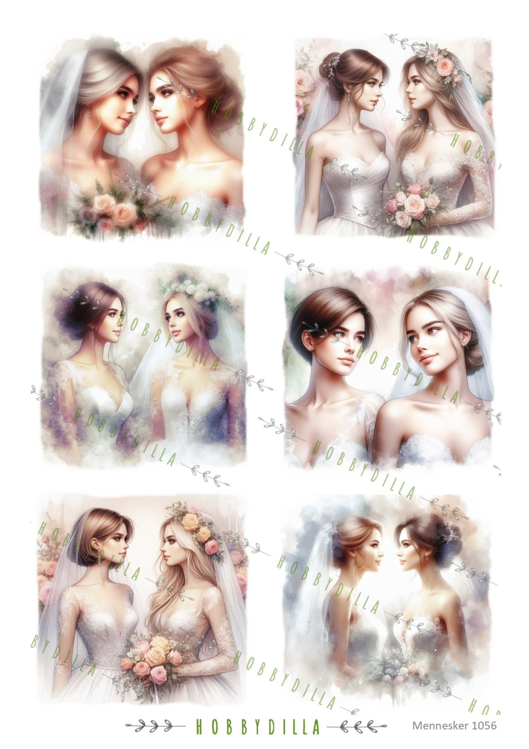 Rispapir A4  Mennesker 1056 Brudepar Jenter - Bilde 1