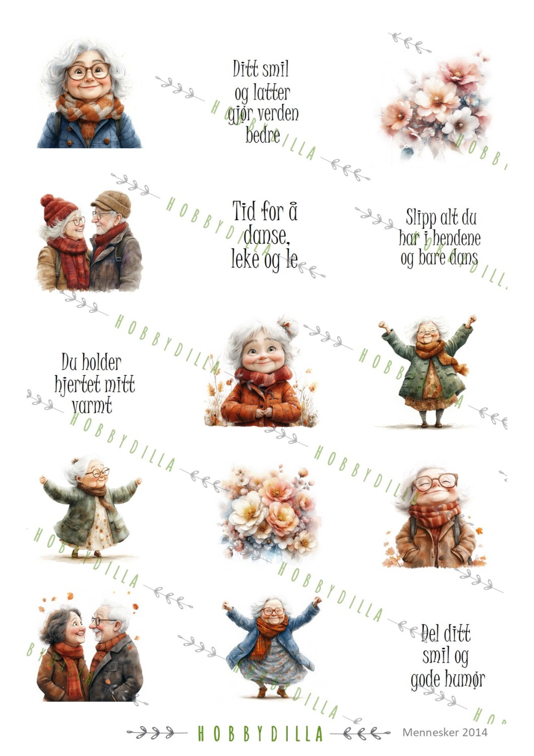 Motivark Mennesker 2014 Godt Voksen Mini med Tekst - Bilde 1