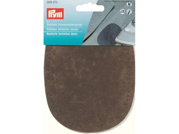 Prym Strykelapp Velour/Lærimit.  Mørk brun 2stk