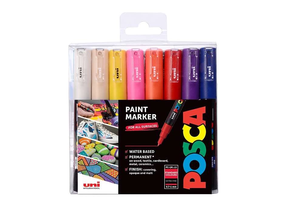 Uni POSCA PC-1M Ultra-Fine 0,7mm  Sett Standard 16stk - Bilde 1