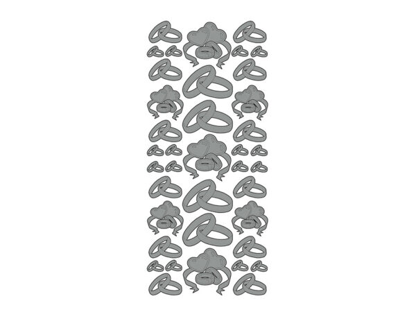 Klistremerker hjerter/ringer tofarget sølv