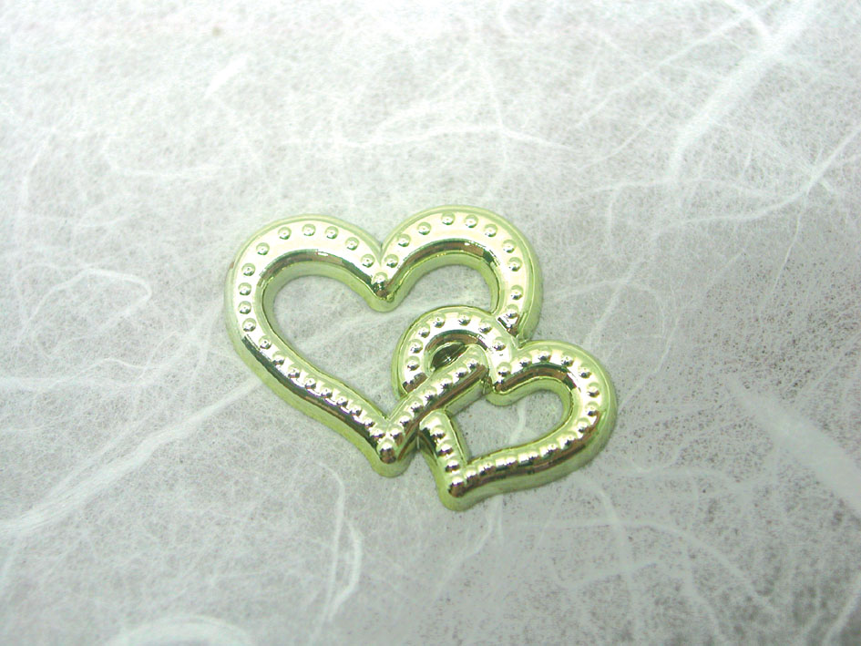 Dobbelthjerte gull 10s m/dekor - Bilde 1