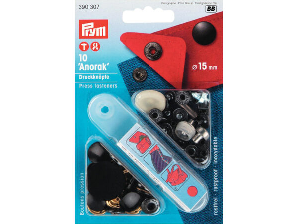 Prym Trykknapper Anorak 15mm – Sort