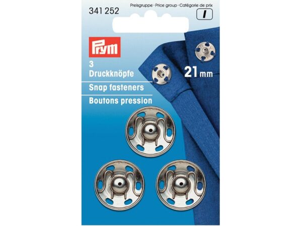 Prym trykknapper 21mm, 3stk - sølv