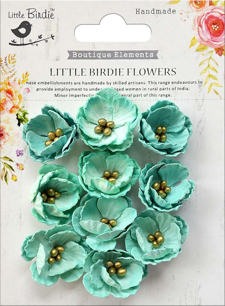 Little Birdie Embossed Daisies Arctic Ice 10Pc - Bilde 1