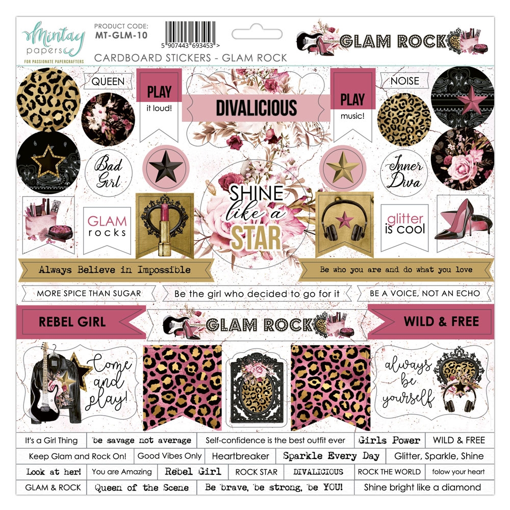Mintay Glam Rock 10 Cardboard Stickers - Bilde 1